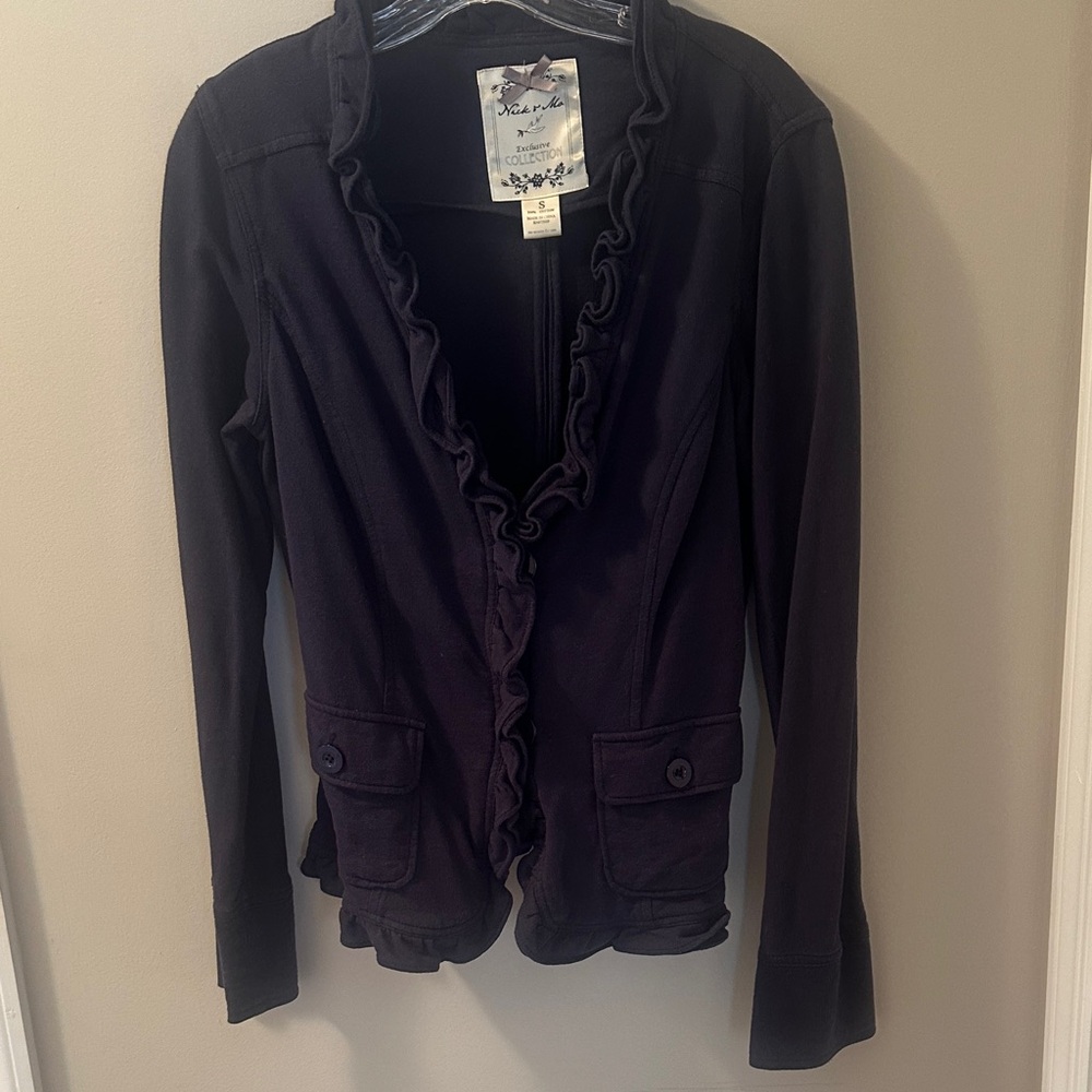 Nick & Mo Navy Jacket with Ruffle Trim